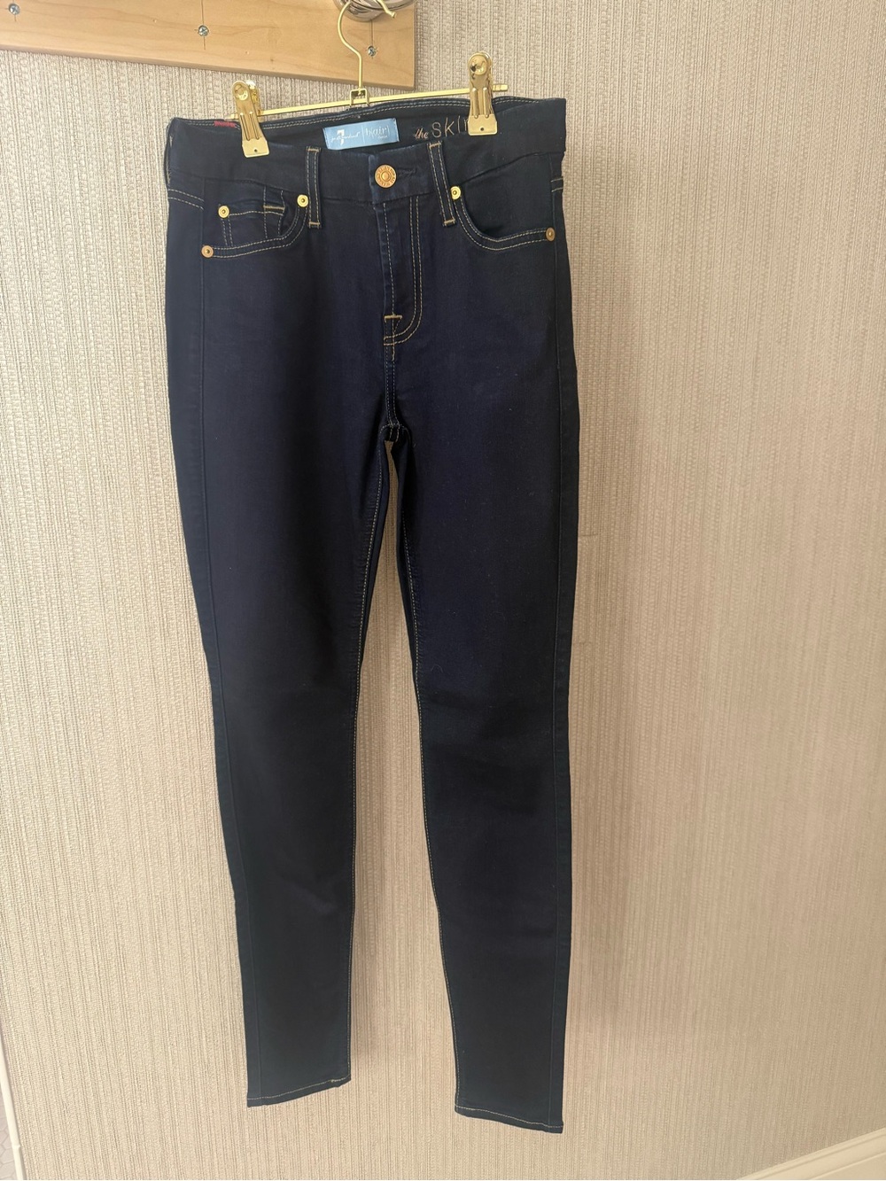 7 For All Mankind Dark Indigo High-Rise Skinny Jeans